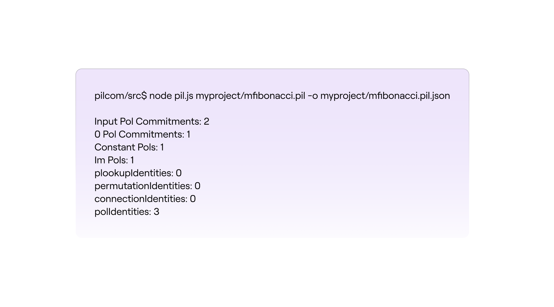 PILCOM Result For mFibonacci state machine